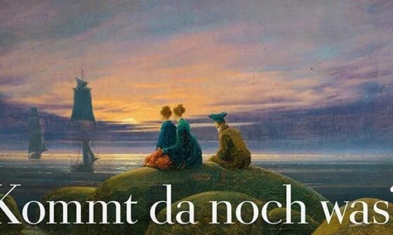 Ausschnitt vom Titel-Cover der ZEIT Nr. 15/23: Gemälde, auf dem drei Figuren an einem abendlichen Meeresufer sitzen und Schiffe beobachten. Am unteren Bildrand steht in großer weißer Schrift: „Kommt da noch was?“